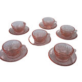 6 cups and under Vintage pink glass Arcoroc cups