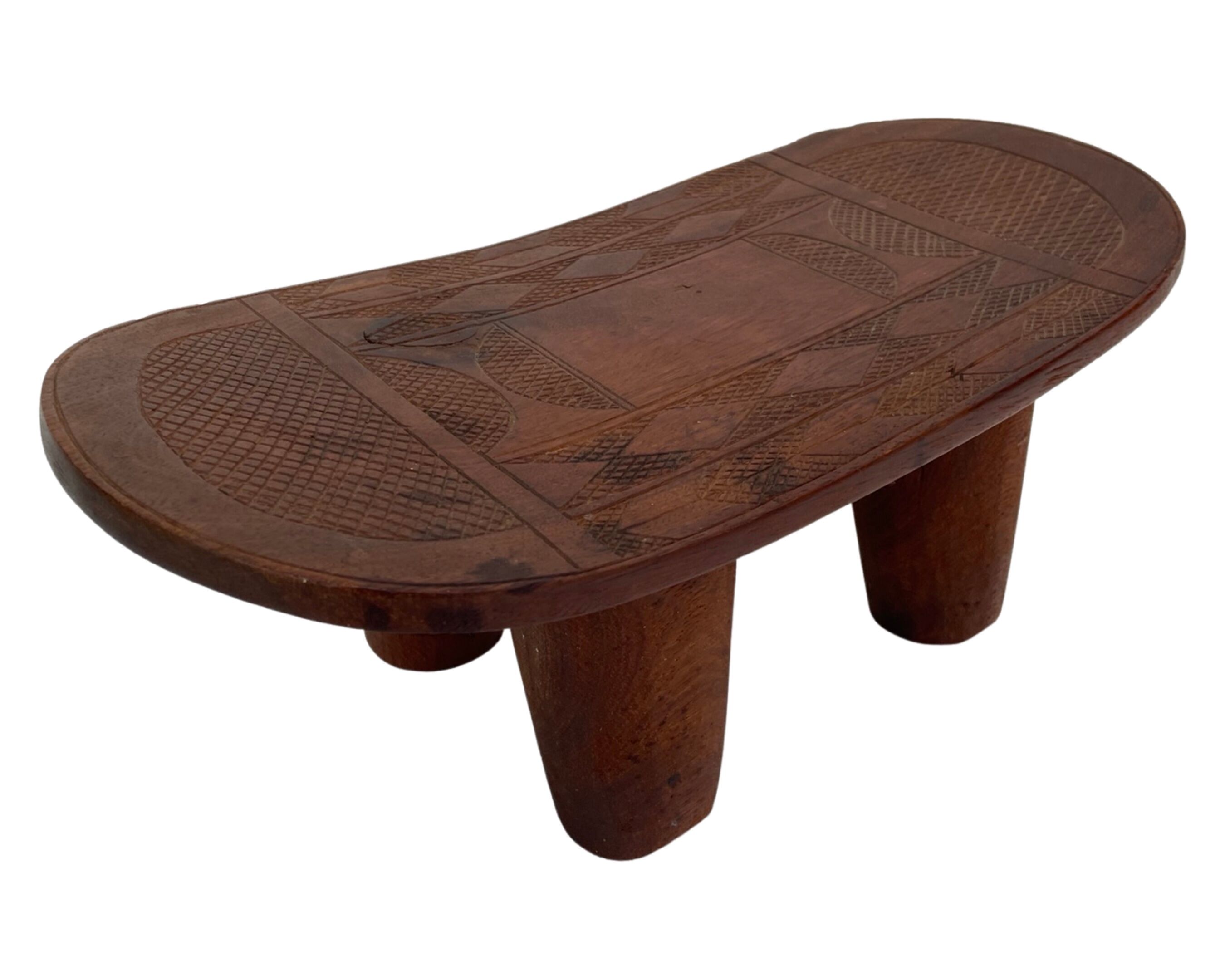 Vintage African hand-carved wooden Senufo stool bench design