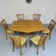 Ancienne table en bois massif octogonal a rallonge design Girsberger