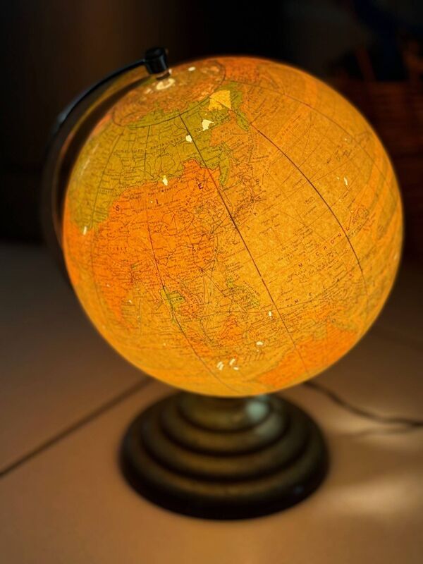 Mappemonde vintage en verre et métal pour Perrina, circa 1960