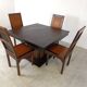 Mid century bamboo high back dining chairs with table, 1960s