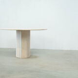 Round Belgian travertine dining table