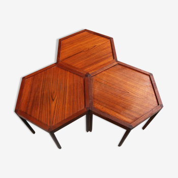 Set of 3 stackable teak tables Hans Andersen Artex 1960s