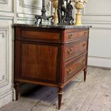 Louis XVI style mahogany commode in three colors, 18th century