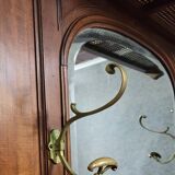 Important antique coat rack in solid walnut