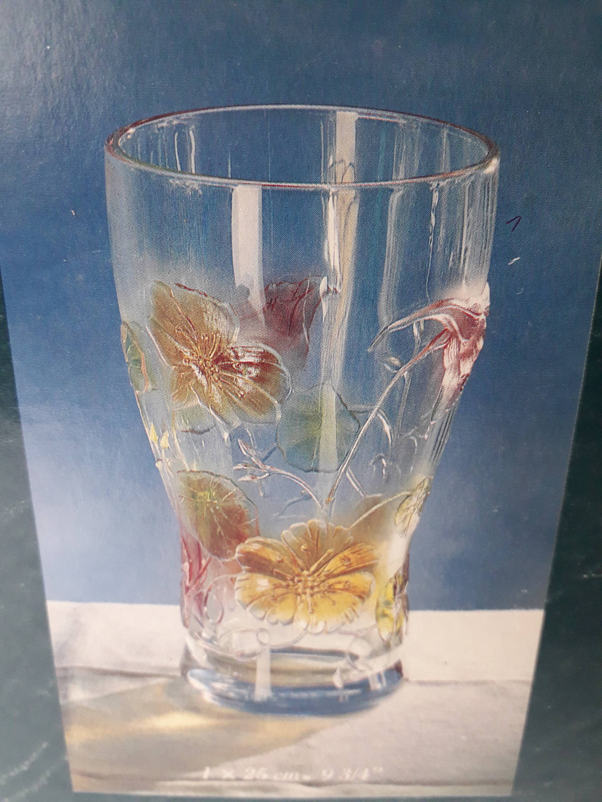 Vintage Luminarc decorated nasturtium vase (25cm) A1