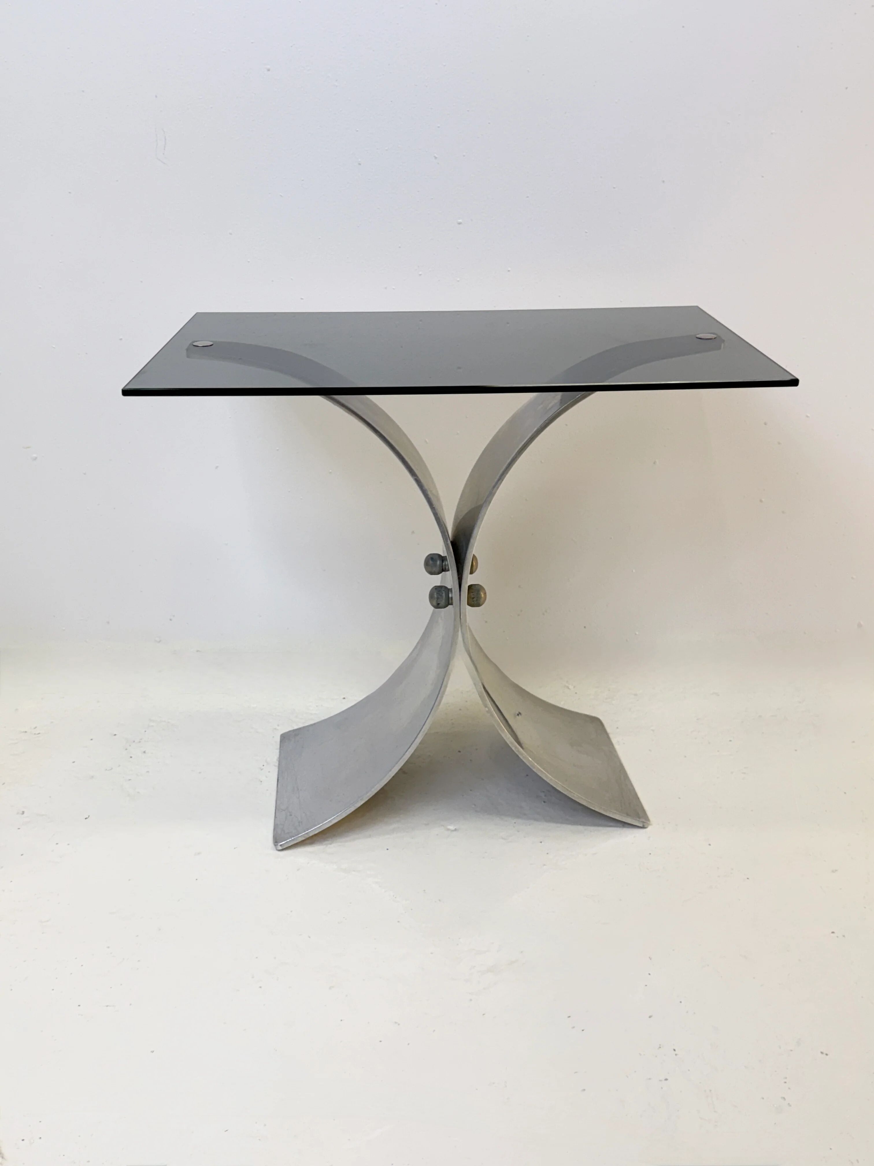 Space age side table in brushed steel, 1970s
