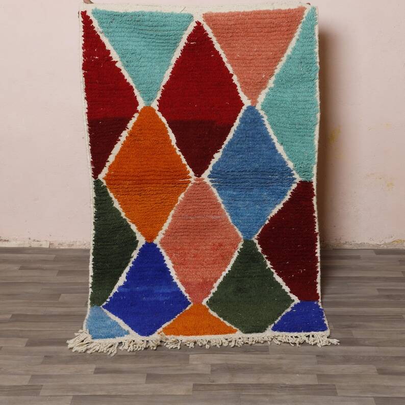 Multicolored Berber wool rug 250cmx150cm