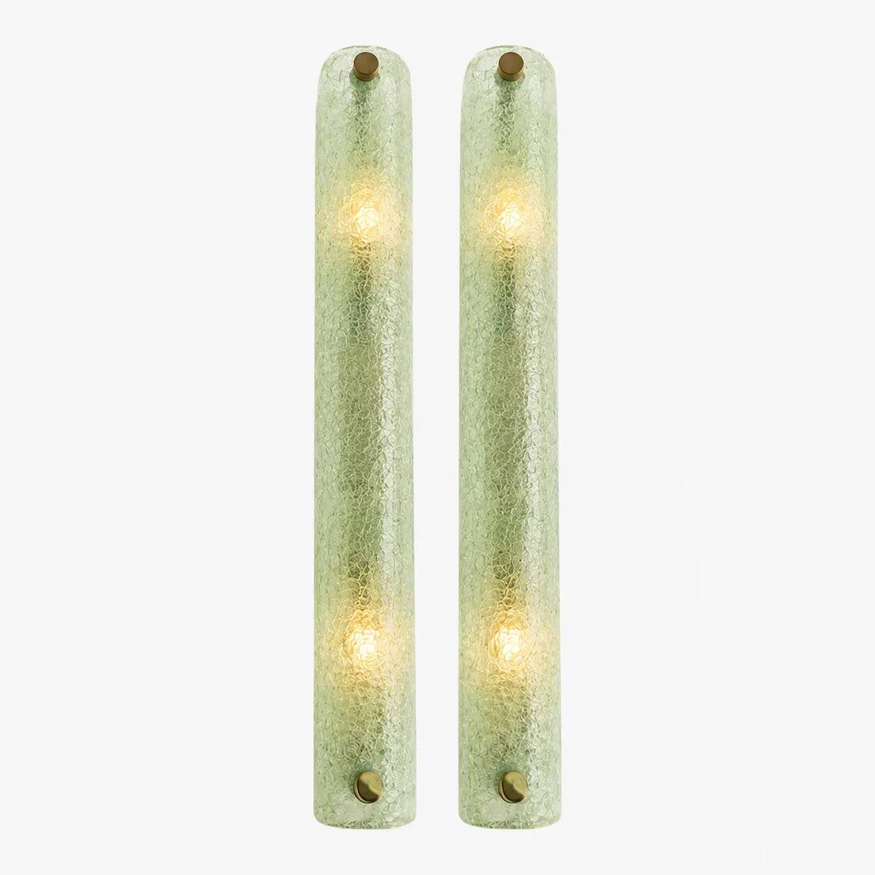 Contemporary Modern Green Graniglia ”Canalina" Murano Glass Wall Sconce-Set