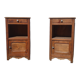 Pair of bedside tables sideboards one door one drawer in rustic fir art deco