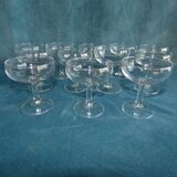 12 champagne glasses in crystal art deco circa 1930