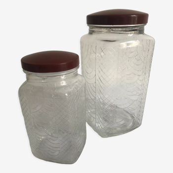Pair of old scroll jars, Bakelite