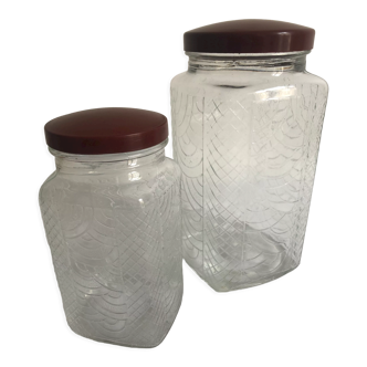 Pair of old scroll jars, Bakelite