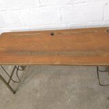 1960s double school desk in oak