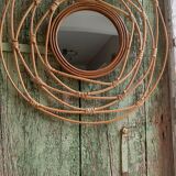 Round rattan mirror