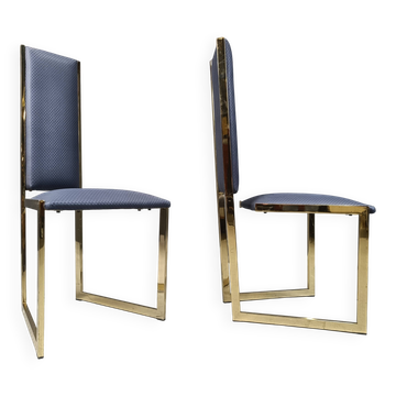 Vintage brass dining chairs set of 6 - 1970s
