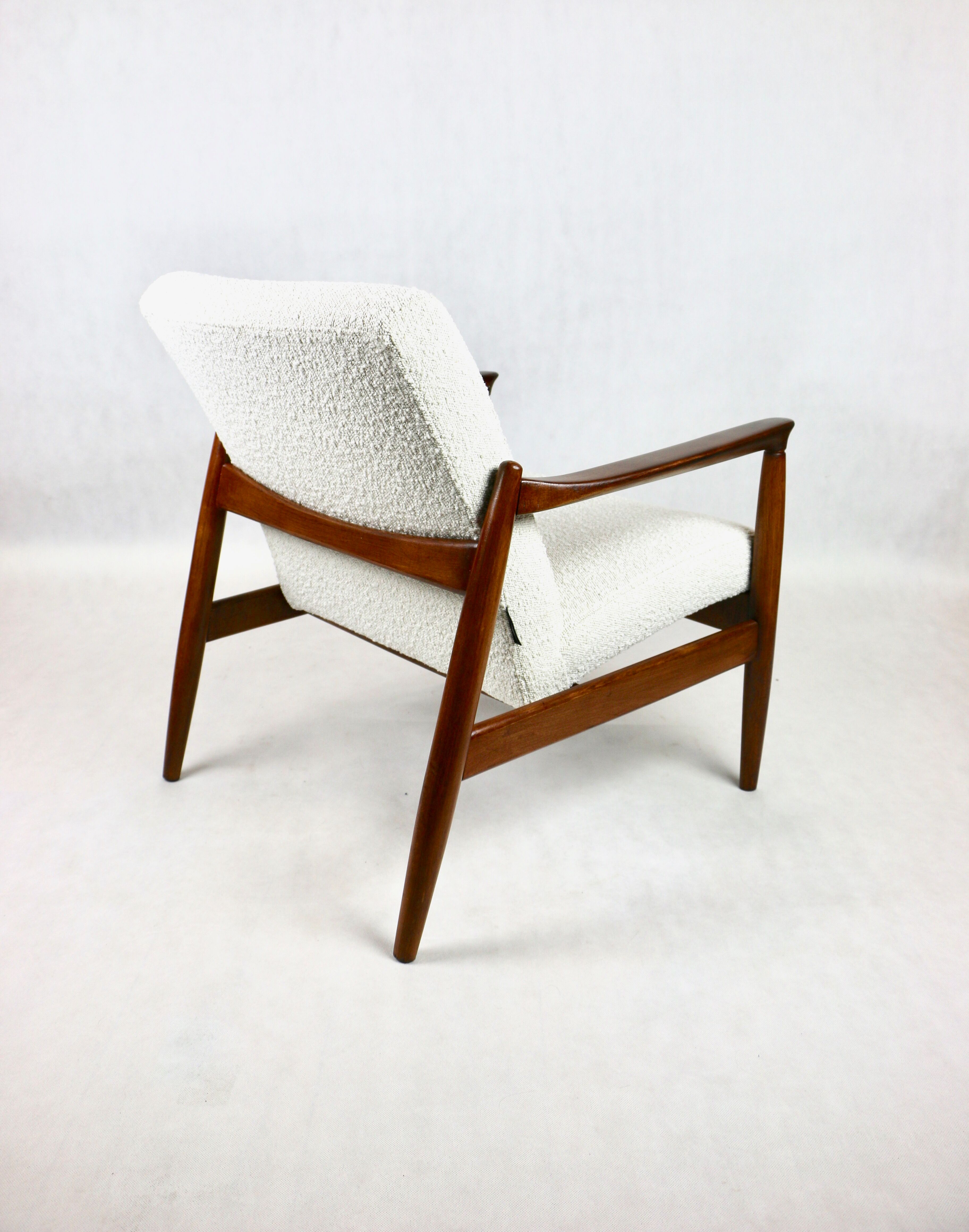 White Boucle GFM-64 armchair by Edmund Homa, 1970s