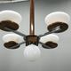 Czech Art Deco Walnut, Chrome and Opaline Glass Chandelier, 1930s