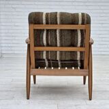 1970s, Danish armchair, beech wood, furniture wool fabric.