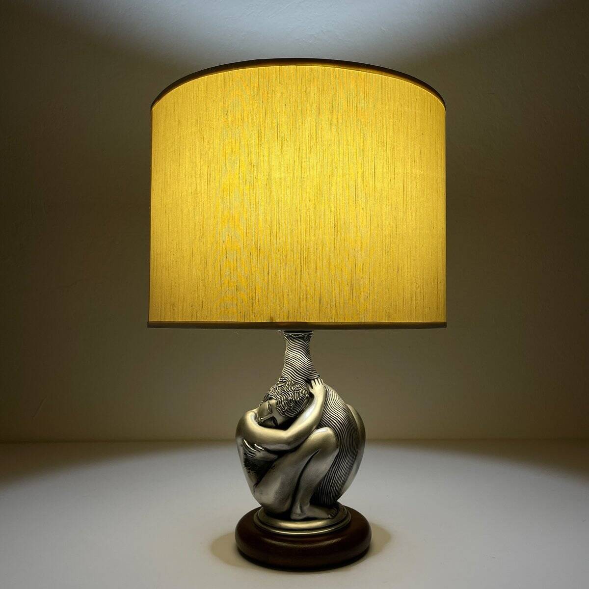 Vintage silver table lamp man and woman by Ottaviani, Italy, 1970s.