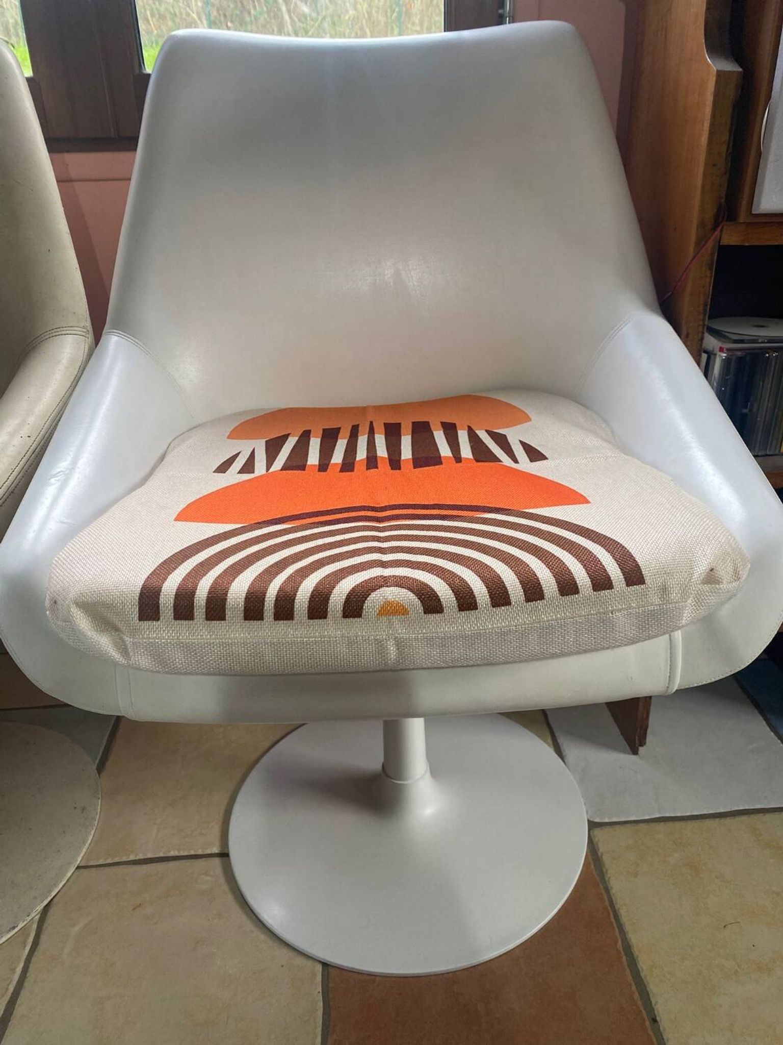 70's armchair and tulip foot stool set