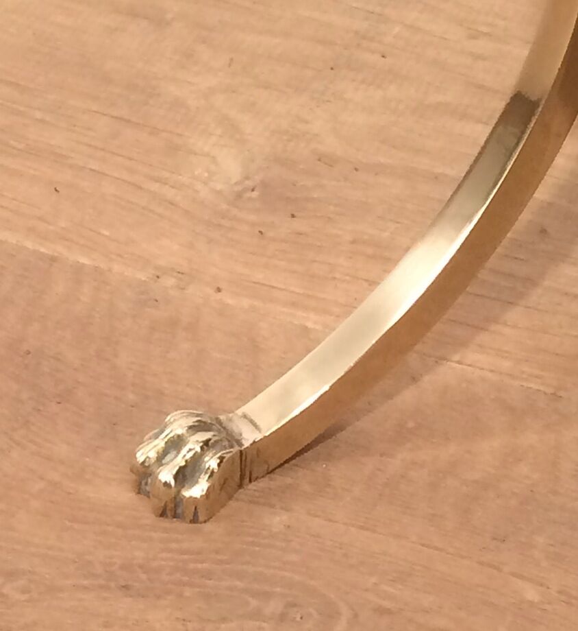 Neoclassical magazine rack in mahogany and brass