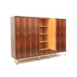 Large 5-door vintage wardrobe in rosewood with stylish adjustable legs in I