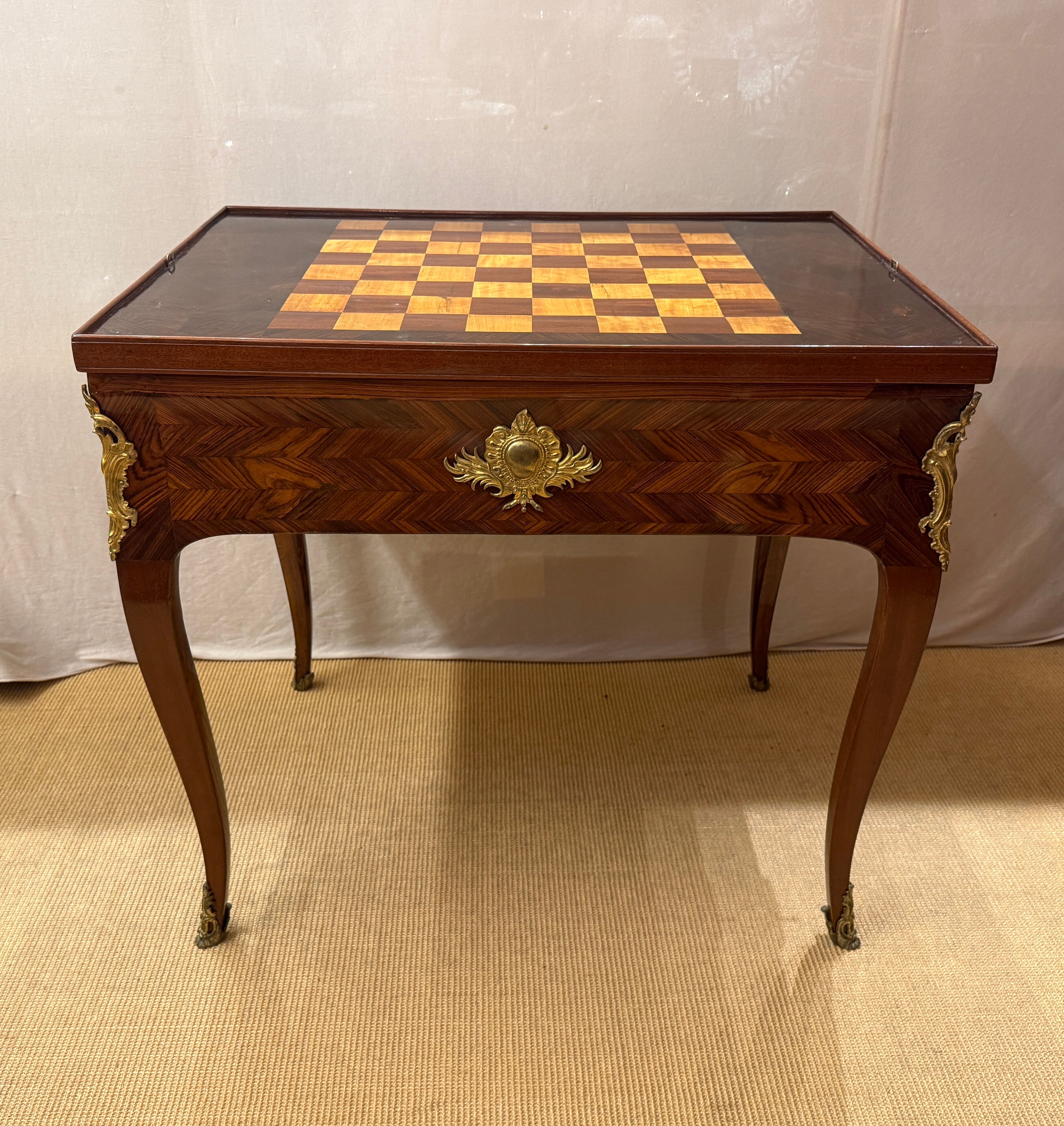 Rococo Games Table with Leather, Chess & Backgammon, 18th Century