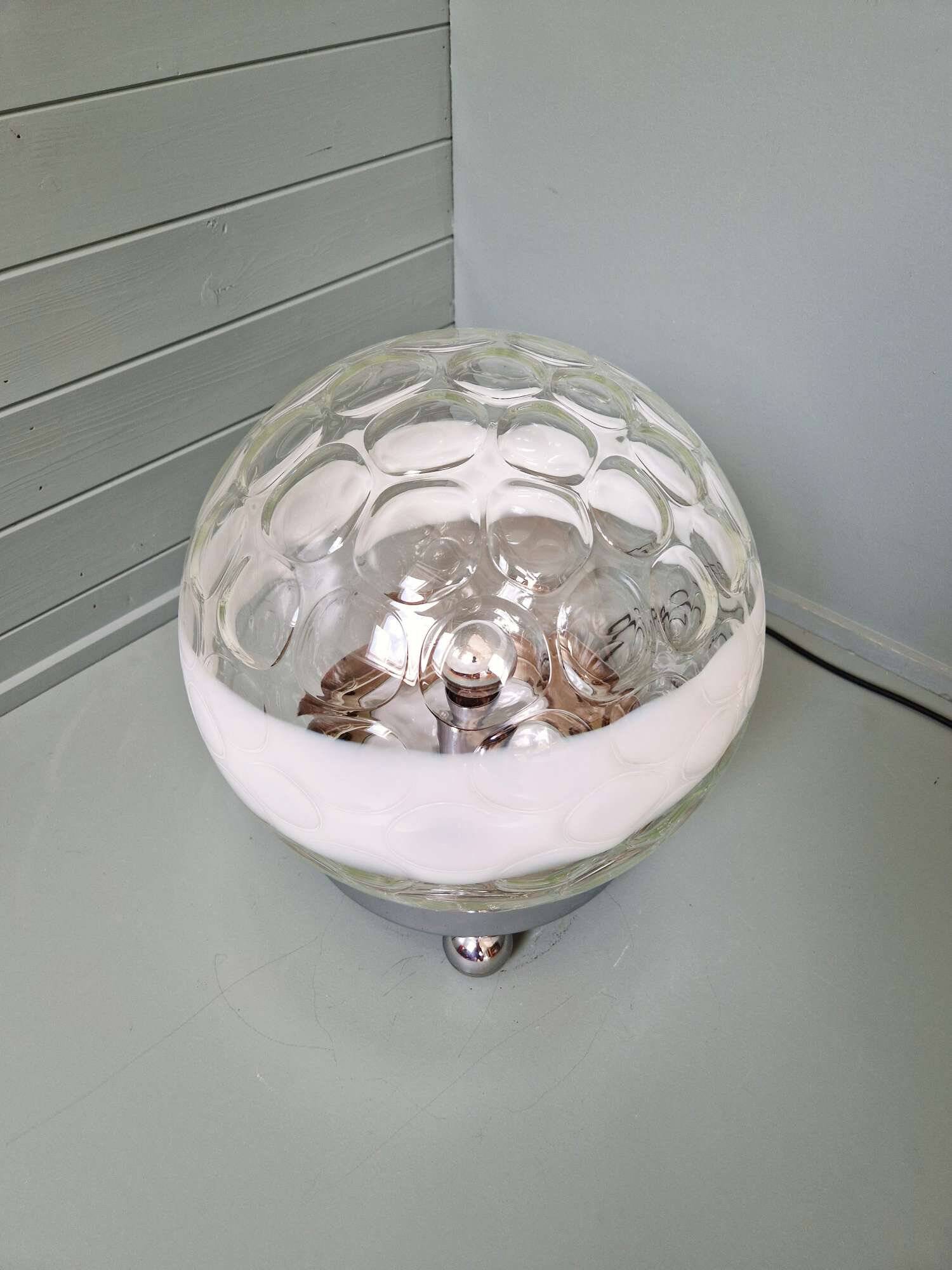 Grande lampe à poser en verre soufflé alvéolé, 1970