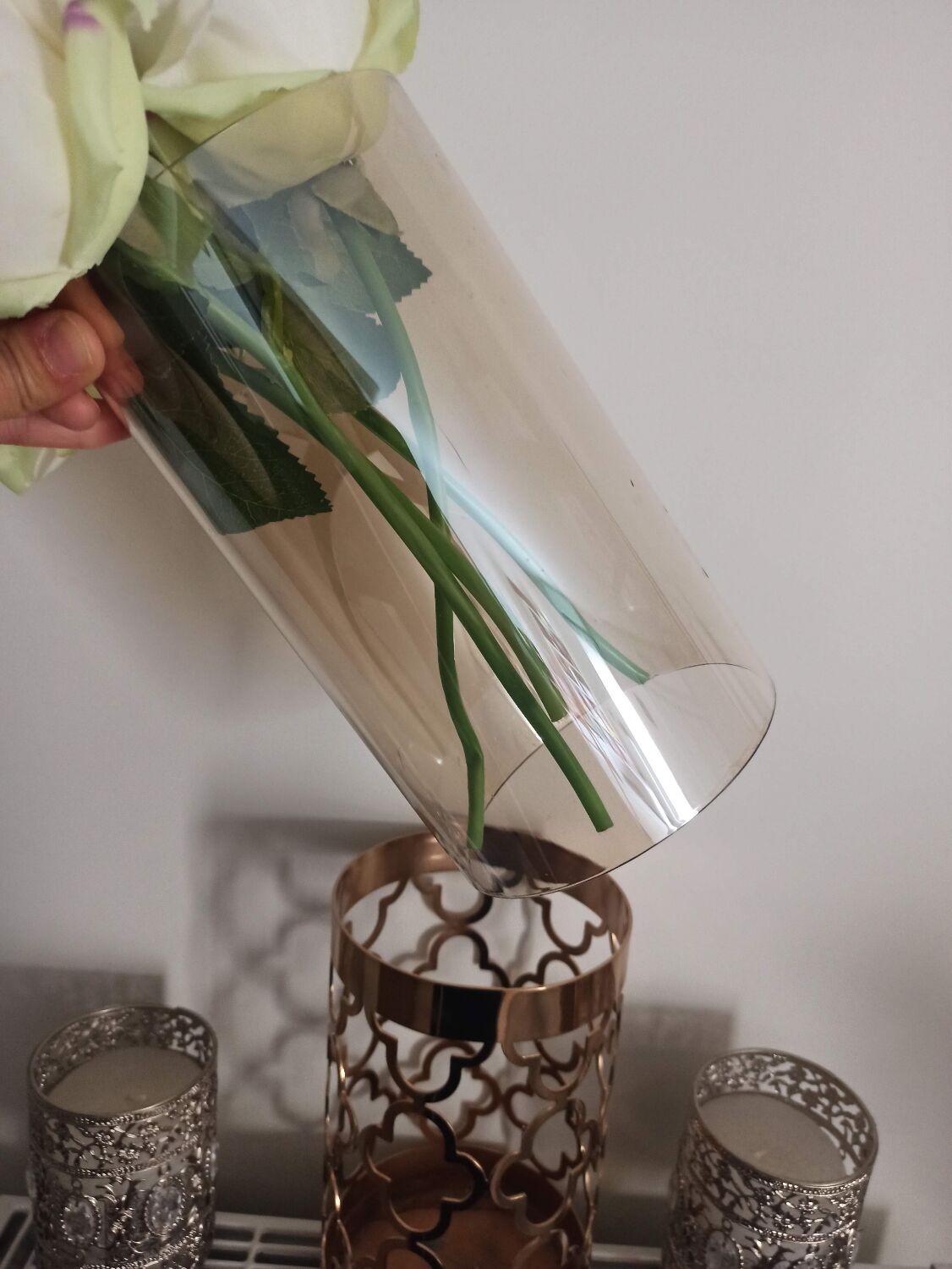 Quatrefoil gold metal vase