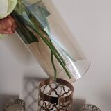 Quatrefoil gold metal vase