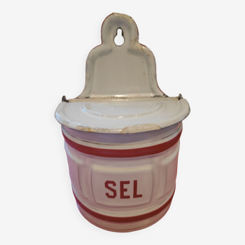 Boîte à sel en tôle émaillée Art Déco Saint-Servais