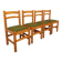 Set of 4 vintage chairs in pine and khaki green bouclette fabric from the 70s
