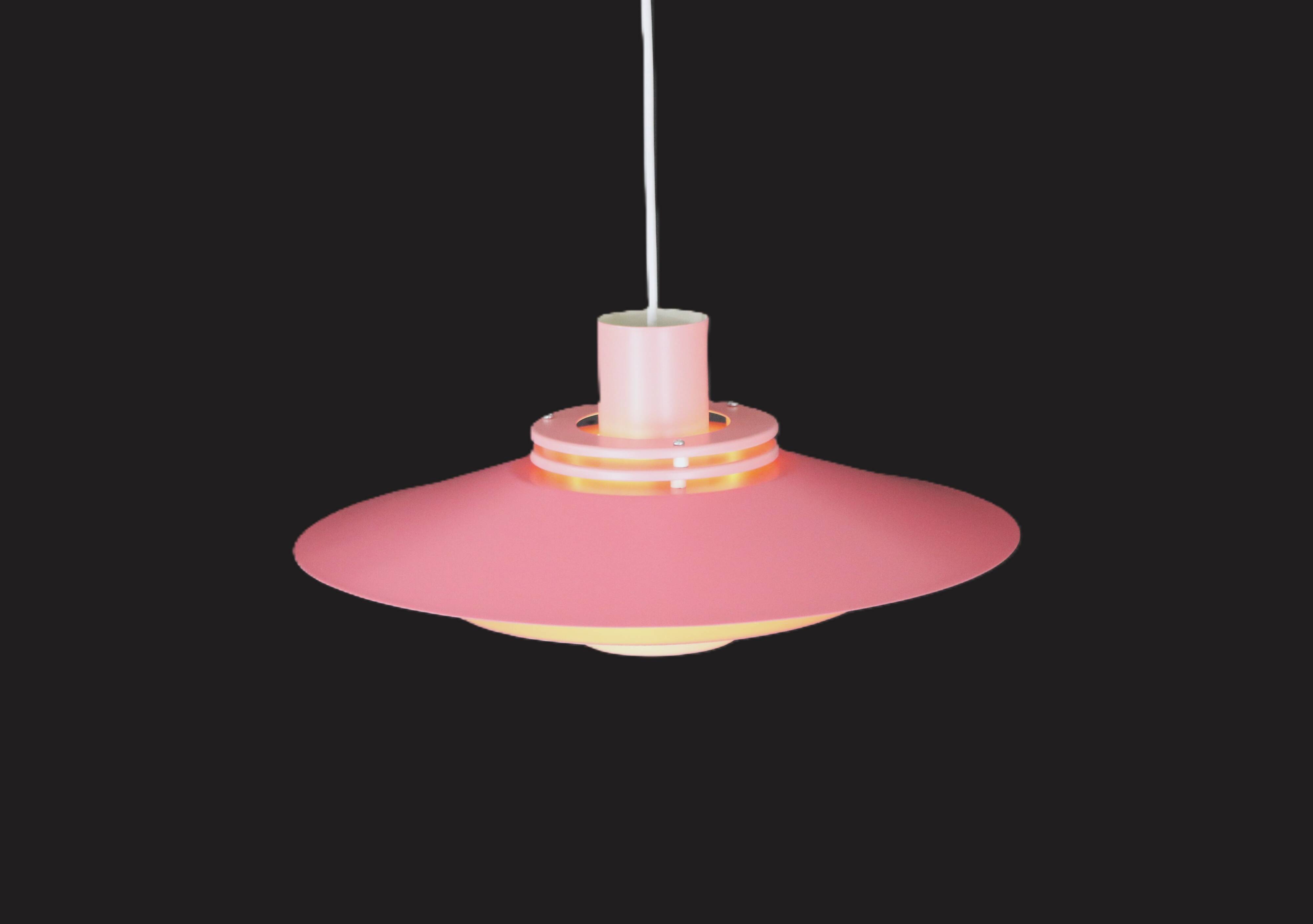 Great pink restored Danish ceiling lamp *** Danish design *** unique *** Denmark 1970's