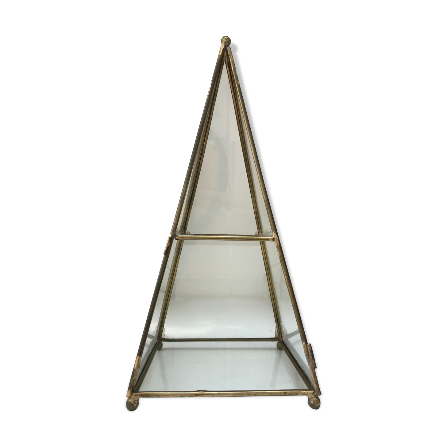 Brass pyramid showcase