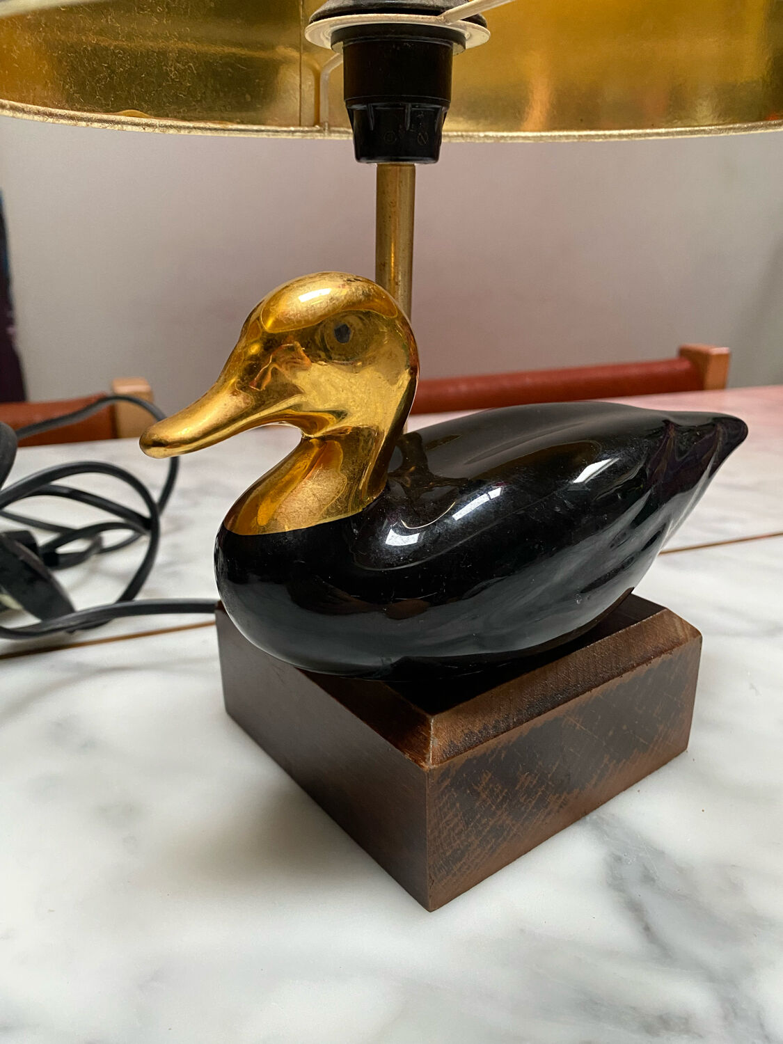 Vintage lamps black and gold duck