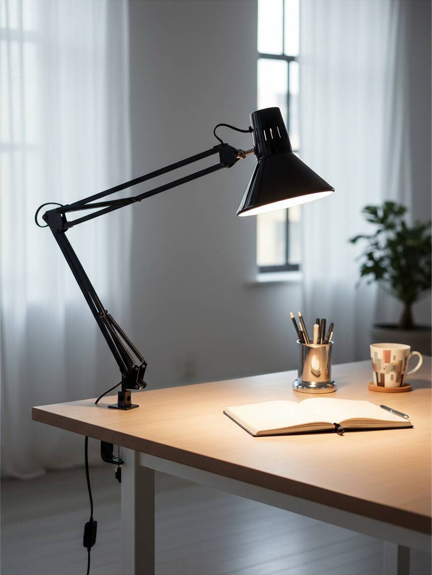 Black articulated architect lamp Mathias SA, industrial style – 1980s