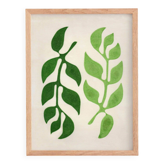 Original painting on paper -30x40cm - Leaf - M898 - signed Eawy