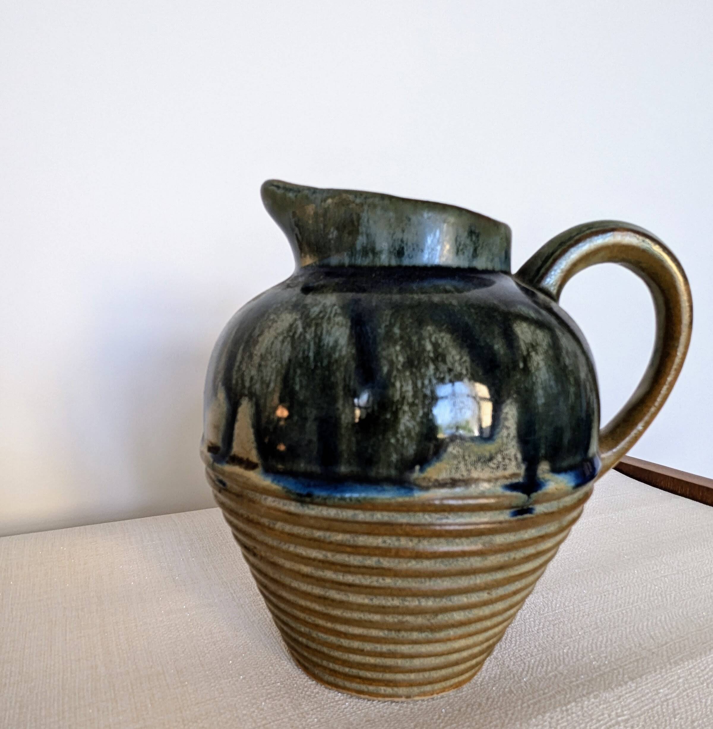 Vintage glazed stoneware pitcher