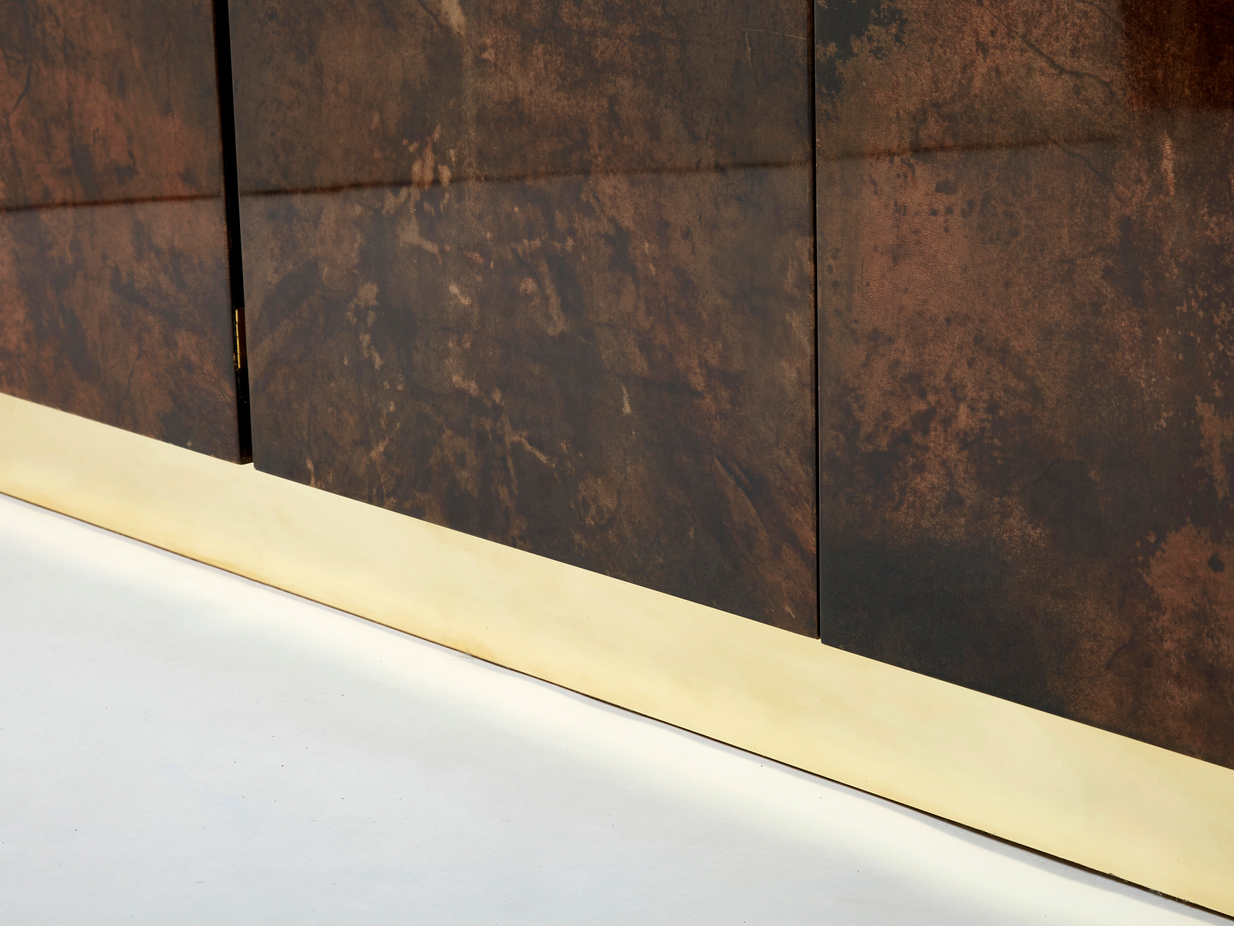 Aldo Tura sideboard in brown parchment and brass 1960