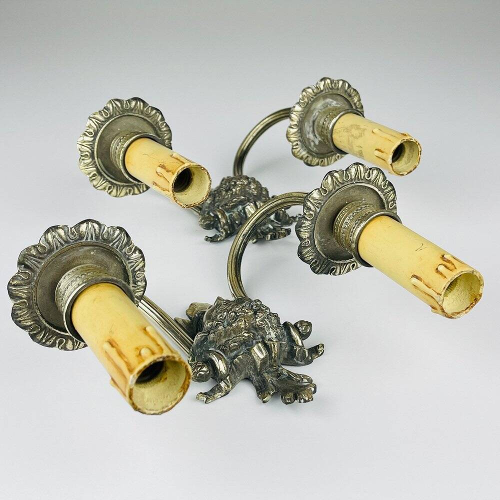 Silver-Plated Wall Lamp, France, 1930s, Set of 2