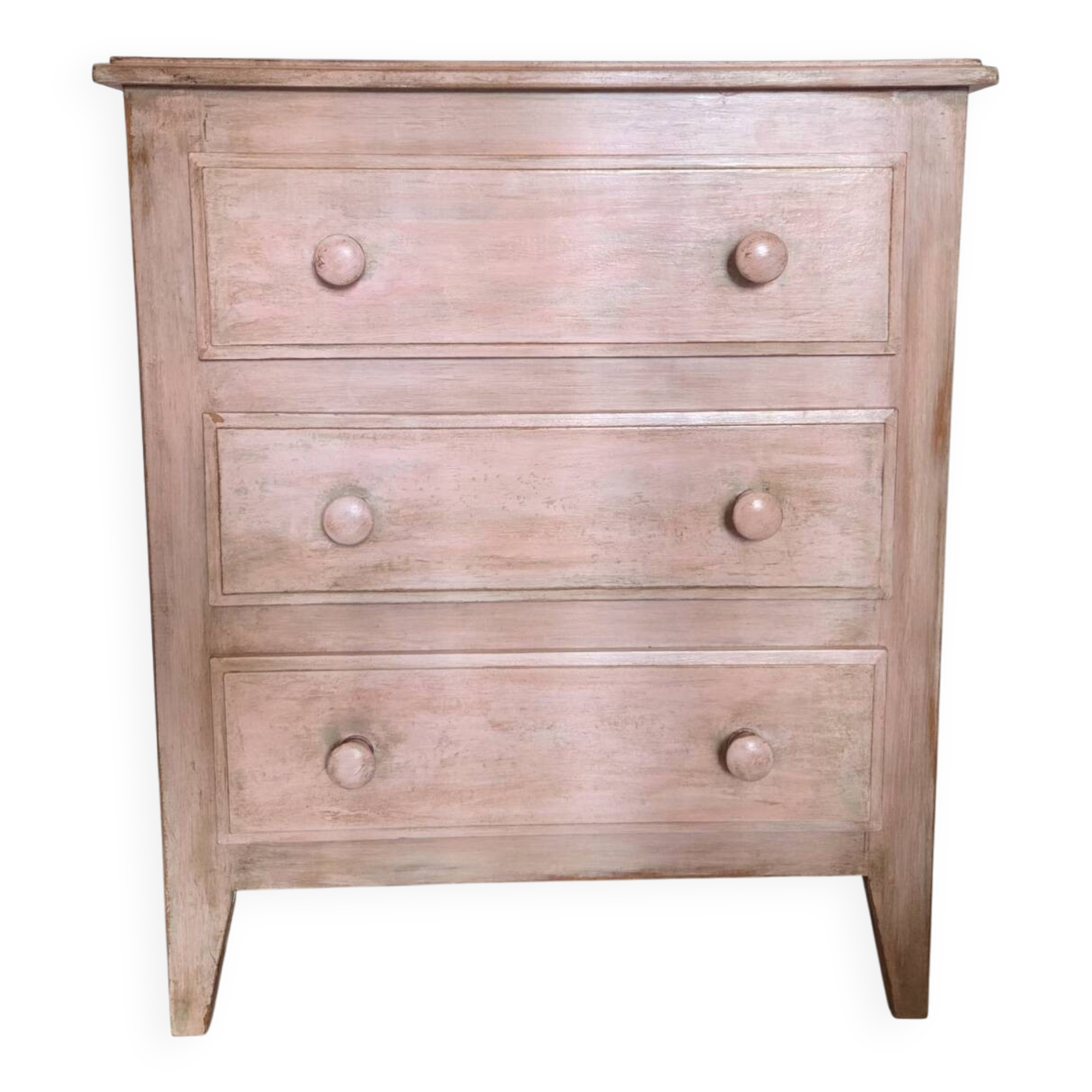 Small Parisian-style chest of drawers patinated in pink.