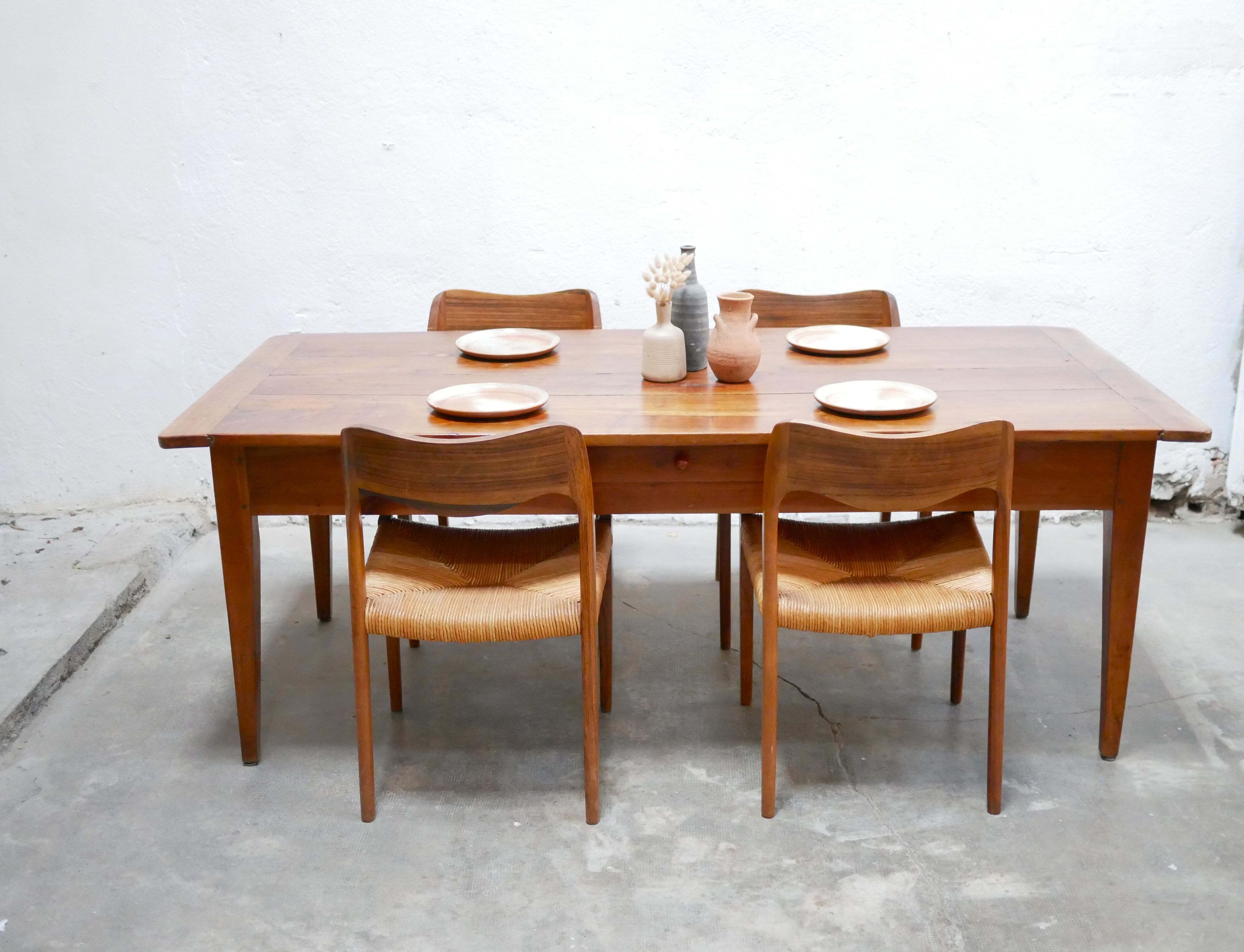 Vintage wooden farmhouse dining table