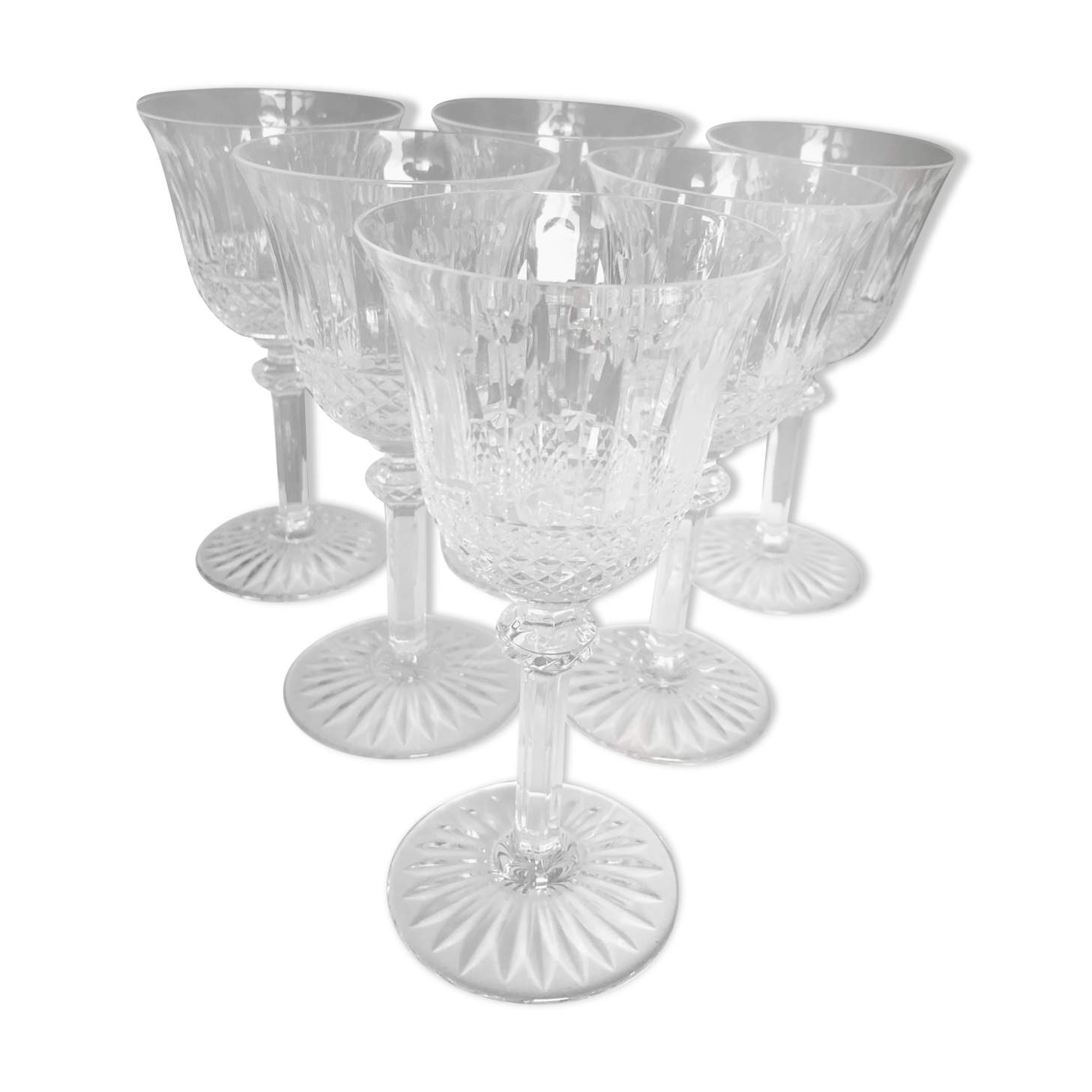 6 glasses of red wine in Saint Louis crystal, Tommy model