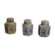 Série de 3 pots à thé en Chine bleue