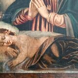 Antique painting on copper - 17th/18th century - Virgin and Child asleep