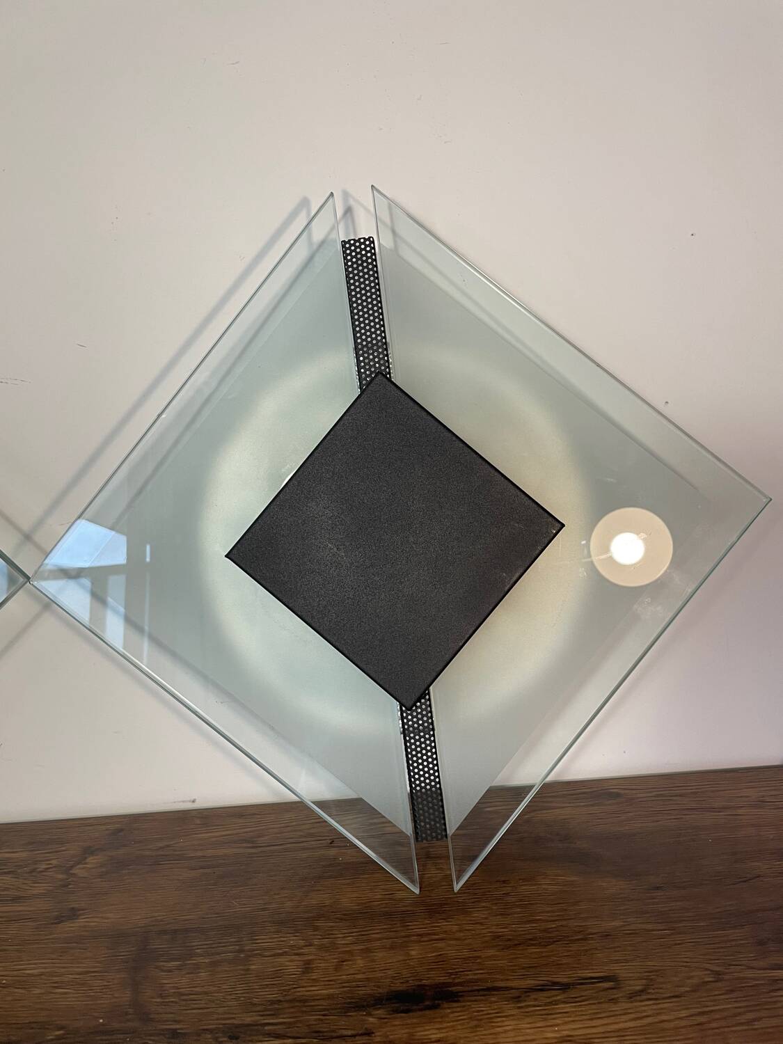 Pair of vintage design metal and glass wall lights