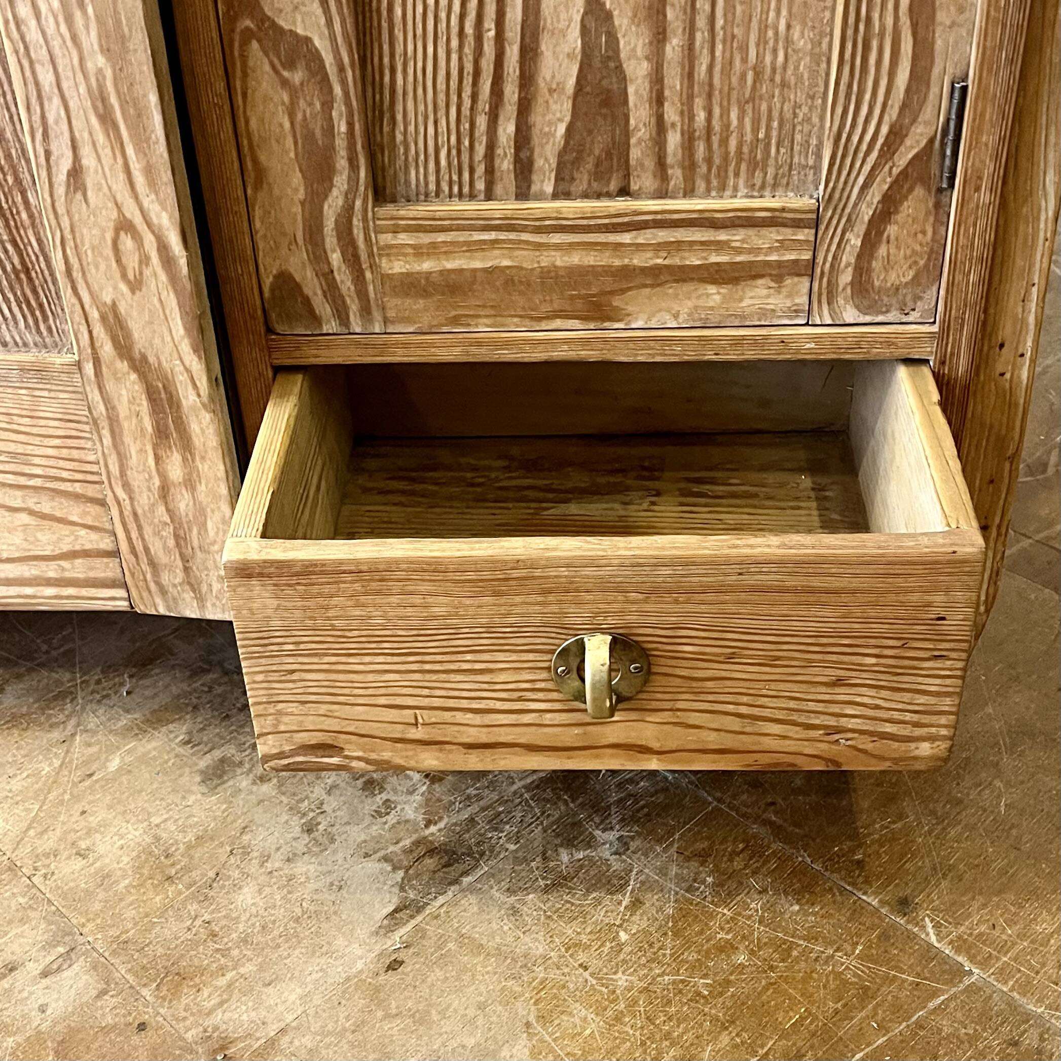 Art Nouveau wardrobe in pine with ceramic tiles, early 20th century.