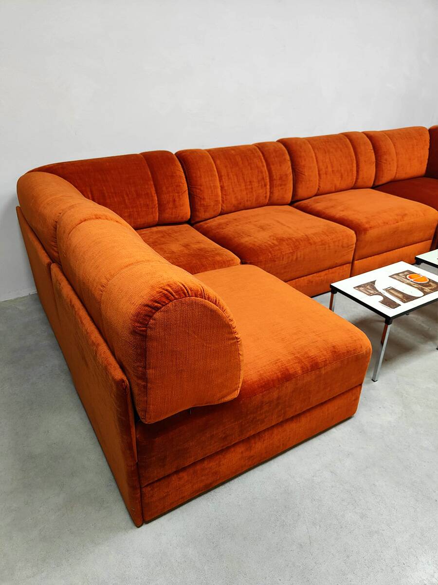 Vintage design modular sofa 'Burnt orange'