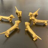 6 knife holders Dachshunds gilded metal